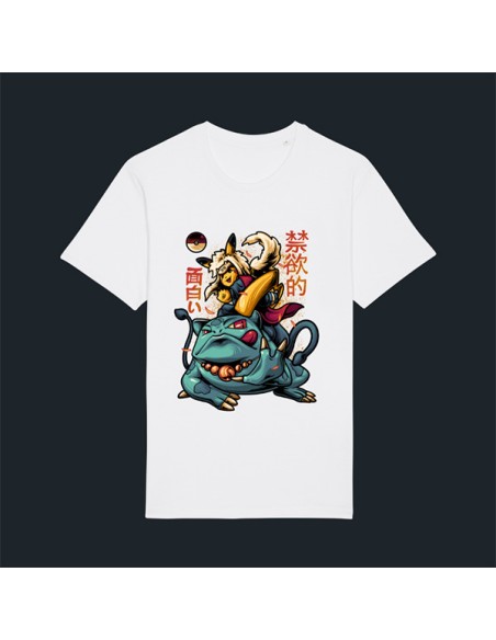T-shirt Adulte Éco-conçu "Pikaya Ero Sennin" – Inspiré de Jiraya, Pikachu & Bulbizarre