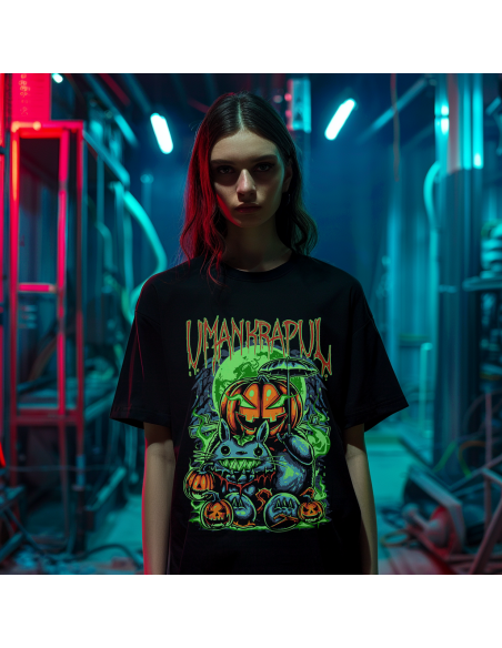 T-shirt Unisexe Éco-responsable "Totoween" – Design Halloween inspiré de Totoro